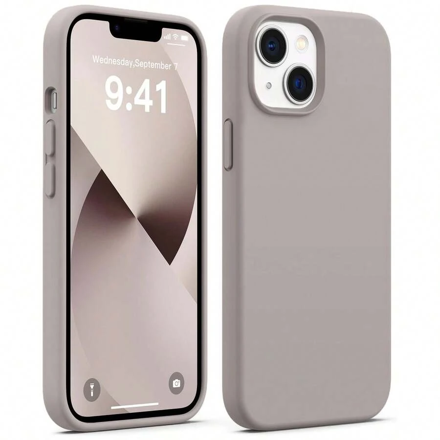 原裝矽膠保護殼，相容 iPhone 13 14 15，[軍規級防震保護] 矽膠保護殼，內層柔軟防刮微纖維，相容 iPhone 16 Pro Max 17 Pro Max 18 Pro Max XS Max XR 7 8 Plus SE2022 6s 6s Plus 12 Mini 11 - 鈦原色 - 查看 1