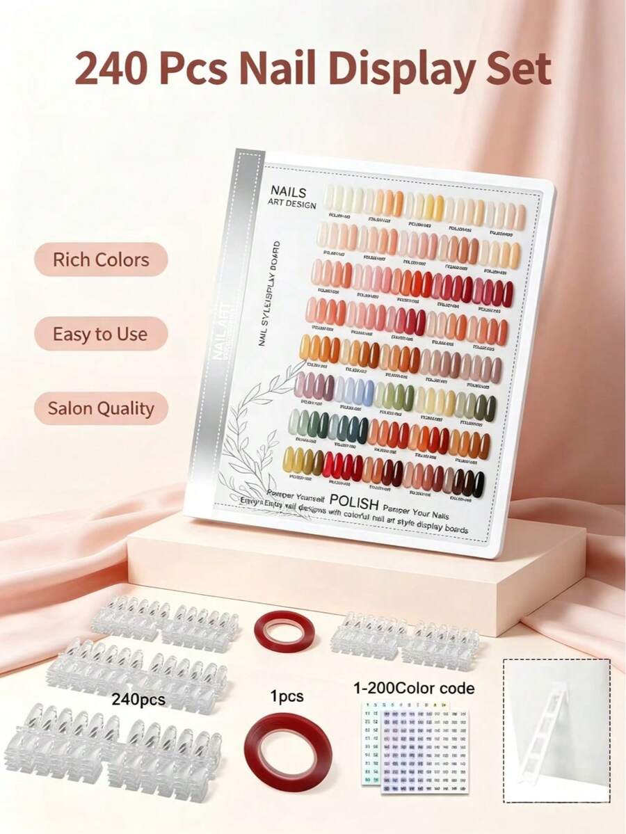 1pc Portable Non-Magnetic Nail Polish Color Chart, Nail Polish Sample Display Book, Suitable For Nail Salons, Easy To Refill And Resistant To Peeling - Multicolor - View 1