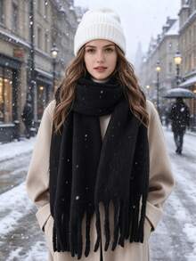 6 Styles Oversized Mohair Tassel Scarf - Winter Fluffy Blanket Shawl - Multicolor - View 17