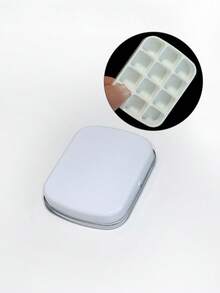 Kotak Pencampur Warna Seni Kuku Mini Portabel dengan Tutup Flip, Kotak Logam Kecil, Kotak Dispenser Gel Kuteks Kuku, Alat Penyimpanan Mini Portabel, Palet Pencampur Warna dengan Pilihan Multi-Warna 12-Grid dan 24-Grid - Perak - View 8