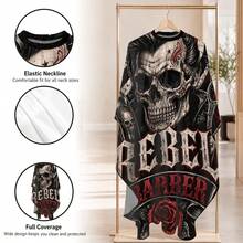 1pc Skull Rose Print Barber Cape, Gothic Personalized Hair Styling Costume, Dual-Use For Barber Shop And Home Haircutting - Multicolor - View 6