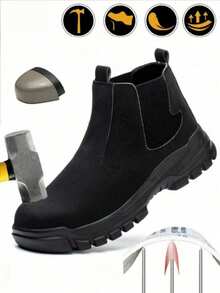 Men's Work Shoes Plus Size Sports Outdoor Chelsea Boots Slip-On Men's Shoes Hiking Boots High-Top EVA Sole Suitable For Outdoor Construction Mining Hiking Climbing Spring Autumn Winter Outdoor Shoes Boots - Black - View 3