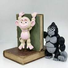 2PCS Cute Large And Small Gorilla Statue Doll 3D Printed Model Set, Personalized Desktop Display Stress Relief Fun Animal Figurine - Multicolor - View 4