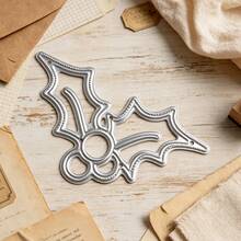 1pc Holly Leaf & Berry Metal Cutting Die, Creative Metal Template For Scrapbooking, Photo Album Decoration, Card Cutting And Handmade Greeting Card Making - Leaf - View 2