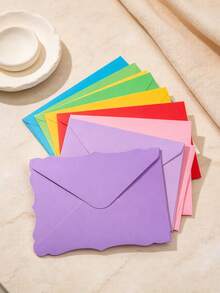 100pcs/Set, 50 Mini Colorful Western Style Envelopes + 50 Wavy Edge Greeting Cards, With Blank Memo Cards, Premium Self-Adhesive Seal, Mixed Colors, Small Business Card Size, Suitable For Weddings, Parties, New Year And Christmas - Multicolor - View 11