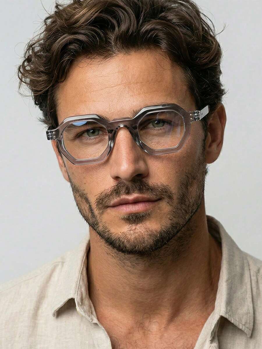 1 Pair Men's Minimalist Personalized Fashion Clear Lens Glasses - Transparent Gray - View 1
