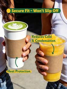 100pcs Coffee Cup Sleeves, Suitable For Hot Drinks, 25/50pcs Durable Corrugated Cardboard Cup Sleeves, Fit 12-24oz Cups, Beverage Insulation, Suitable For Both Hot And Cold Drinks - View 3