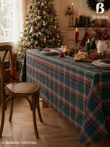 Red & Green Plaid Christmas Tablecloth, Vintage Farmhouse Style Dining Tablecloth, Holiday Decor Tablecloth, Suitable For Christmas Dinner Party - Multicolor - View 6