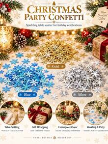 300PCS/Pack Golden Snowflake Christmas Decorations,Christmas-Themed Sequins, Glittery Party Table Setting,Handcrafted DIY Embellishments, And Scatterable Backdrop Accents For Holiday Photo Shoots.For Fireplaces, Shop Windows, Christmas Trees - Gold - View 11