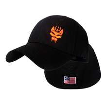 1pc Men's Wolf Embroidery Back American Flag Baseball Cap, Street Fashion Hat, Outdoor Sun Protection Casual Cap, Spring/Autumn Travel, Beach Vacation - Black - View 3