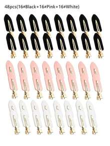 4/12/20/48 Pcs No Crease Hair Clips, Seamless Alligator Clips, For Hair Styling, Makeup, Salon, DIY Crafts, Wave Bangs, Gift Set, Black/Pink/White - Multi-color #CreamyGold - View 11