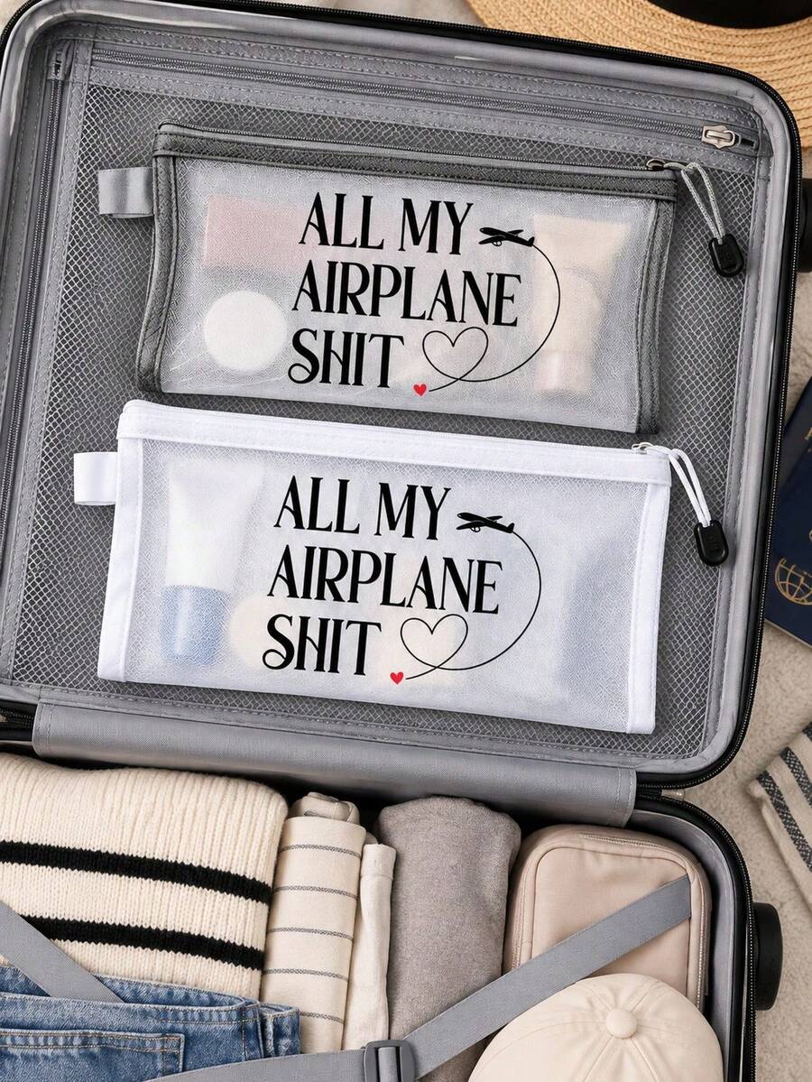 Airplane Theme Mesh Document Organizer Bag, Printed With Fun English ...