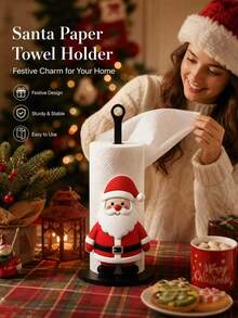 Tempat Tisu Dapur Bergaya Santa Claus, Tempat Gulungan Vertikal Meja, Tempat Gulungan Meja, Pajangan dan Penyimpanan, Desain Santa Claus yang Menarik, Pohon Natal, Selamat Natal, Cocok untuk Dapur, Kamar Mandi, Ruang Tamu dan Ruang Makan, Barang Dekoratif untuk Menciptakan Suasana Natal yang Hangat - MultiWarna - View 2