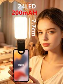 1個 85+/60/24 LED 自拍環形燈，雙色溫（白光/自然光/暖光）3種照明模式，可充電化妝燈，兼容 Android、筆記本電腦及其他智慧型手機，便攜式夾式可調光 LED 補光燈，適用於自拍、化妝、直播、相機、攝錄機、Vlog、戶外攝影、影片錄製、Zoom 會議、面試、家庭聚會，前後夾式設計，電池容量：1800/2000/200mAh - A - 查看 15