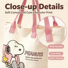 1pc Snoopy Print Tote Bag, Large Capacity Canvas Tote Bag, Suitable For Travel, Shopping And Daily Life, Ideal Gift For Birthday, Valentine's - Multicolor - View 7