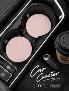 Jemdura Solid Color Car Cup Holder Coasters (2pcs) – Made Of PU Material; Non-Slip And Stain-Resistant; 2.75 Inch Diameter. Perfect Car Accessory – Especially For Women – Also An Ideal Choice For Drivers Who Enjoy Drinking Water Or Coffee On The Go. - Solid Color Car Cup Holder - View 5