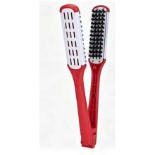 Professional Double-Sided V-Shaped Flat Hair Brush, Nylon Bristles, Heat Resistant, Suitable For All Hair Types, Can Smooth, Polish And Straighten Hair, Suitable For Hair Salons, Salons And Home Styling. Comes With Hair Clips For Convenient Use - Multicolor - View 14
