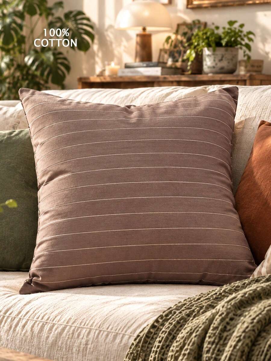 1pc Decorative Pillow Cover, Hidden Zipper Design, Suitable For Living Room, Dining Room And Bedroom Decor, Soft And Comfortable, Minimalist Style - Multicolor - View 1