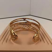 Gold Hollow Bracelet, Made Of High-End Stainless Steel, Asymmetrical Texture, Never Fades. - Gold - View 7