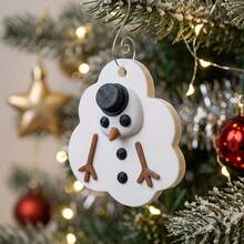 3D Printed Melting Snowman Pendant, Creative Christmas Tree Hanging Decor, Fun 3D Top Hat Snowman Figurine, Winter Holiday Stress Relief Gift, Bag Charm, Pure White Snowflake Color, Fun Desktop Art Piece, Creative Keychain Accessory - Multicolor - View 1