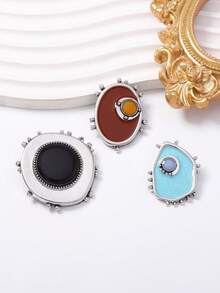 Bộ ghim cài áo 1 set hình vũ trụ bất đối xứng phong cách nghệ thuật ngách sang trọng tinh xảo, bền bỉ, thời trang đa năng cho nữ - Ghim cài áo hình học phong cách vũ trụ - Xem 2