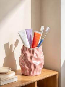 1pc Cute Bow Toothbrush Holder, Suitable For Manual And Electric Toothbrushes Bathroom Storage, Decorative Countertop Organizer, Cute Character Design, Suitable For Home, Hotel, Dorm, Adult, Vanity Accessory - Multicolor 1 - View 2