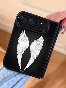 Y2K 時尚可愛天使之翼保護折疊手機殼，適用於 iPhone Duo 18 Duo，復古少女風防震軟背蓋 - 黑色 - 查看 2