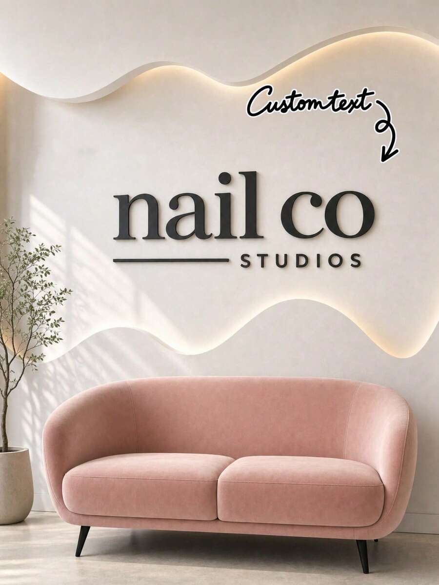 Personalized Acrylic Laser Cut Salon Sign, Business Studio Boutique Store, Customizable Logo & Name, Eyelash Beauty Salon Display Decor, Nail & Clothing Store Sign, Acrylic Material Only Studio Sign, Holiday Ornaments, 3D Logo - Multicolor - View 1