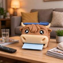 1pc Highland Cow Shaped Desktop Storage Box, Cute Cow Shaped Sticky Note Dispenser, Multi-Functional Office Desktop Organizer, Highland Cow Desktop Storage, Sticky Note Dispenser, Cute Stationery Storage Box, Desktop Storage Box - Multicolor - View 7