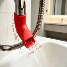 Silicone Faucet Extender Water Spout, Universal Sink Water Tap Extension For Kids Hand Washing, Bathroom Kitchen Water Saving Faucet Extension Accessory - Red - View 3