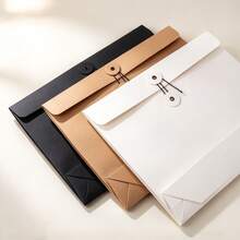 1/3pcs Kraft Paper Document Envelopes With Rope And Button Closure, Lightweight Portable Paper Storage Box, Suitable For Office, School And Receipt Organization - Multiple Styles - View 1