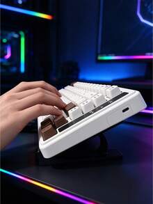 1 Set/3 Pieces Ergonomic Keyboard Stand With Black Mouse Pad, Designed To Prevent Wrist Fatigue During Long-Term Use. Features Non-Slip, Sturdy And Universal Keyboard Riser. Available In Multiple Colors, Suitable For Office Work - A - View 3