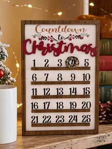 New Christmas Wooden Calendar Moving Ornament Creative Gift Wooden Craft Countdown Calendar Hanging Decoration - A - View 6
