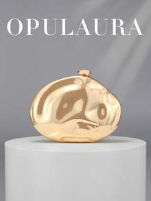 OpulAura 女款晚宴包，手拿包，斜挎包，彩色寶石鑲嵌，金色，硬殼包，時尚，奢華，優雅，極簡，個性化，多功能，適合雞尾酒會、聚會、舞會、夜店、約會、生日、晚間活動、約會之夜、舞會及其他場合 - 金色 - 查看 6