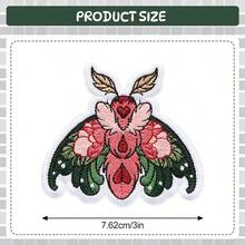 RHUAGYP 1pc Romantic Floral Moth Embroidered Patch, Heart Pattern Plant & Insect Badge, Bohemian Natural Style Decorative Fabric Patch, Suitable For Jackets, Backpacks, Hats And Bags DIY Decoration - Multicolor - View 2