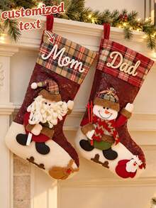 Personalized Christmas Stockings With 3D Santa, Snowman Or Reindeer Decorations, Holiday Hanging Decor, Suitable For Fireplace Mantel Decoration - Multicolor - View 4