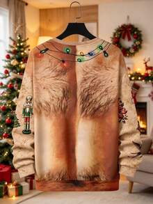 Plus Size Men's Christmas Gag Apparel, Men's Ugly Sweatshirt, Men's Crew Neck Sweatshirt, Men's Christmas Gift - Multicolor - View 4