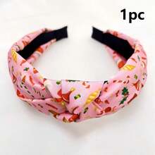 1pc Women's Snowman Snowflake Bell Gingerbread Man Fabric Wide Red Headband Hair Accessory, Suitable For Daily Wear, Christmas Holiday Party - Multicolor - View 8