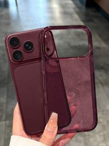 奢華閃亮亮片水鑽愛心化妝鏡支架鏡頭保護手機殼，適用於 iPhone 18 Pro Max 18 Pro 17 Pro Max 17 Pro 17 16 Pro Max 16 Pro 16 15 Pro Max 15 Pro 15 14 Pro Max 14 Pro 14 13 Pro Max 13 Pro 13 12 Pro Max 12 Pro 12 11，高品質水鑽邊框防震防摔後蓋 - 酒紅色 - 查看 3