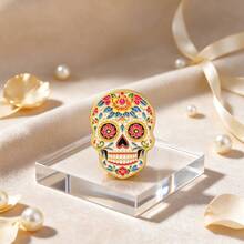 Sugar Skull Enamel Pins Set, Mexican Day Of The Dead Floral Skull Brooches, Cute Metal Lapel Pins For Backpack Hat Jacket, Halloween Gift For Friends - Multicolor - View 9