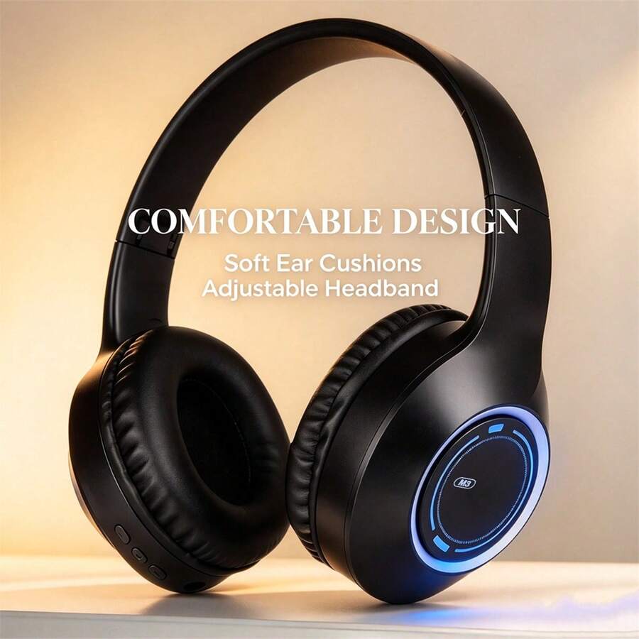Tai nghe không dây chụp tai mới, có thể thu gọn và gấp lại, âm bass sâu Hi-Fi, thời lượng pin siêu dài, quà tặng giá rẻ, tương thích với điện thoại chơi game phổ biến, chống mồ hôi, tích hợp mic, độ trễ thấp - Xem 1