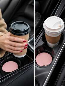 Jemdura Solid Color Car Cup Holder Coasters (2pcs) – Made Of PU Material; Non-Slip And Stain-Resistant; 2.75 Inch Diameter. Perfect Car Accessory – Especially For Women – Also An Ideal Choice For Drivers Who Enjoy Drinking Water Or Coffee On The Go. - Solid Color Car Cup Holder - View 3