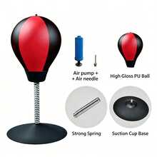 1 Set Desktop Boxing Punching Bag, Easy Installation Suction Cup Base, Random Color Inflatable Pump, Vertical Inflatable Mini Boxing Bag, Suitable For Office Home Desktop Decoration, Fun Gift For Friends - Multicolor - View 2