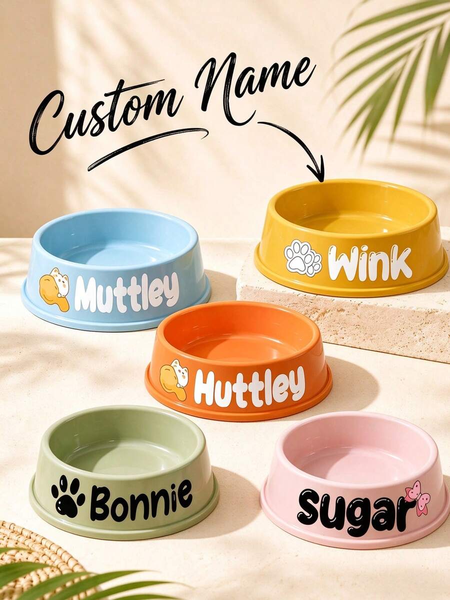 Customizable Pet Name Pet Bowl, Suitable For Dogs And Cats, Easy To Clean, Ideal Pet Memorial Gift - Multicolor - View 1