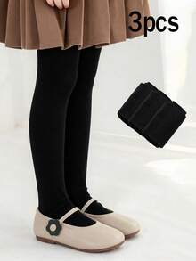 3/1pc Girls Super Elastic Breathable Dance Tights, Spring/Autumn - Black - View 16
