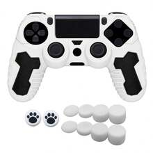 Compatible With PlayStation 4, 1pc Dual-Color Design Controller Cover + 10pcs Joystick Caps Set, Anti-Drop Anti-Slip Anti-Scratch Anti-Sweat, Enhanced Gaming Control Feel, Practical Gaming Accessory - View 1