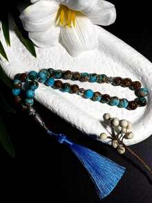 1pc Multicolor Artificial Crystal Tasbih Prayer Beads, 33-Bead Islamic Tassel Style Prayer Bracelet, Religious Worship Handheld Beads - Multicolor - View 5