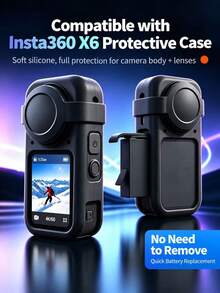 Protective Case For Insta360 X6 360 Panoramic Camera, Silicone Full Body Cover, Anti-Scratch, Wear-Resistant, Portable, Hard Shell For Body And Lens, Anti-Drop, Anti-Collision, Dirt-Resistant Accessory - View 1