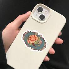 50Pcs American Stamp Floral Notepad Stickers, A Set Of Vibrant And Colorful Beautiful Stickers, Suitable For All Kinds Of Holidays, Party, Laptops, Tablet, Skateboards, Journals, Scrapbooks, Water Bottles Stickers - one-size - View 7