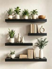 Hanging Storage Rack, Solid Wood Shelf, Wall Mount Display Rack, Space Saving, Decorative And Storage Functions, Suitable For Living Room, Bedroom, Bathroom And Kitchen; Wall Mount Bookshelf, Wall Storage Rack - A - View 10
